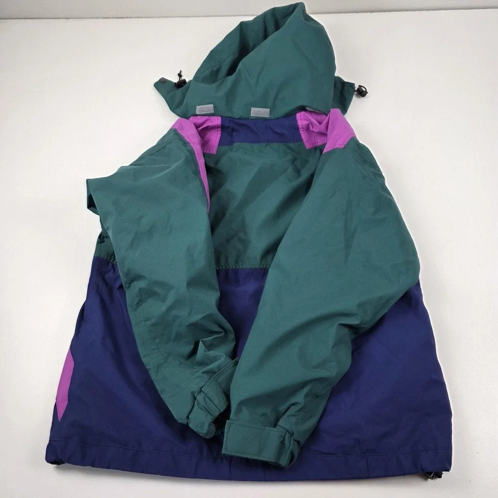 Vintage The North Face Jacket Mens Medium Purple Colorblock Hooded Anorak Ski